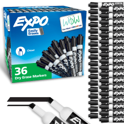 EXPO® Chisel-Tip Dry-Erase Markers, Black, Pack Of 36