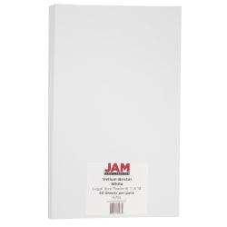 JAM Paper® Vellum Bristol Card Stock, White, Legal (8.5&quot; x 14&quot;), 67 Lb, Pack Of 50