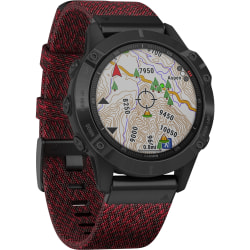 FENIX 6 SAPPHIRE BLK DLC RED NYLON BAND 