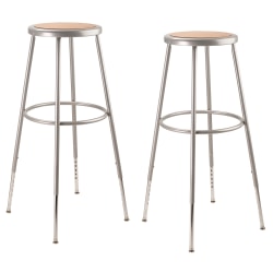 National Public Seating Adjustable Hardboard Science Stools, 31-1/2 - 38-1/2&quot;H, Brown/Gray, Pack Of 2 Stools