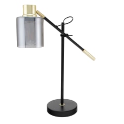 Realspace&trade; Veretti 23&quot;H Modern Tilt-Arm Lamp, Adjustable, Smokey Gray Shade/Black Base