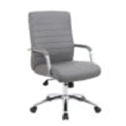 Boss Office Products Modern Vinyl High-Back Conference Executive Office Chair, Ribbed Gray