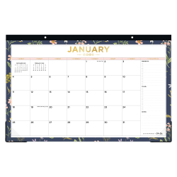 2026 Blue Sky Day Designer Monthly Desk Pad Planning Calendar, 17" x 11", Fresh Sprigs, January To December, 155648