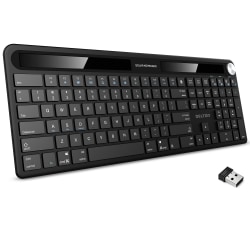 Delton KB90 Wireless Rechargeable Solar Powered Keyboard, Black