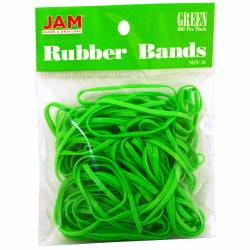 JAM Paper® Rubber Bands, Size 33, Green, Bag Of 100 Rubber Bands
