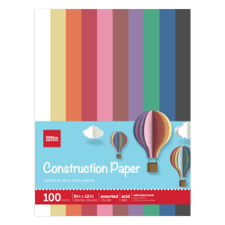 Office Depot&reg; Brand Construction Paper, 9&quot; x 12&quot;, 100% Recycled, Assorted Colors, Pack Of 100 Sheets