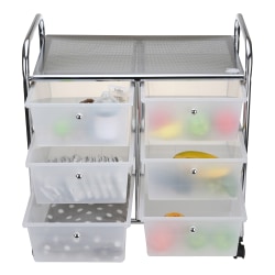 Photo 1 of Mind Reader Metal Mesh 6-Drawer Rolling Organizer, 26 1/2”H x 25”W x 15 1/4”D, White