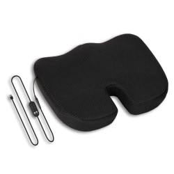 Mind Reader Heated Memory Foam Seat Cushion, 2-3/4"H x 13-1/2"W x 18"D, Black