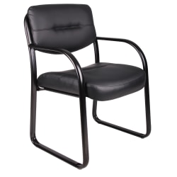 Boss Office Products LeatherPlus&trade; Bonded Leather Contoured Guest Chair, Black