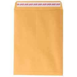 JAM Paper® Open End Envelopes, 9&quot; x 12&quot;, Peel &amp; Seal, Brown, Pack Of 50 Envelopes
