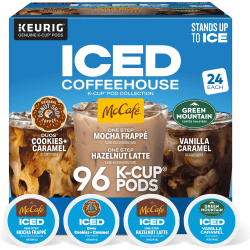 Keurig ICED Coffeehouse K-Cup® Pod Collection Variety Pack, Medium Roast, 24 Pods Per Pack, Case Of 4 Packs