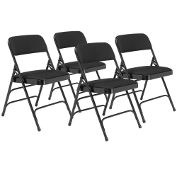 National Public Seating® 2300 Series Deluxe Fabric-Upholstered Triple-Brace Premium Folding Chairs, Midnight Black, Pack Of 4 Chairs