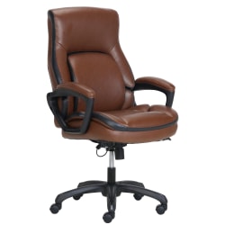 Shaquille O'Neal&trade; Amphion Ergonomic Bonded Leather High-Back Executive Office Chair, Brown/Black