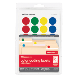 Office Depot Brand Removable Round Color Coding Labels Od98785 34 Diameter Assorted Colors Pack Of 1008 Office Depot