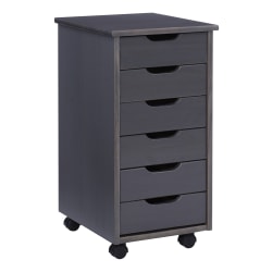 Linon Casimer 6 Drawer Cart Gray Office Depot