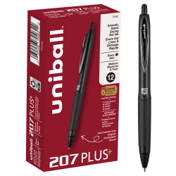 uniball™ 207 Plus+ Gel Pen - Medium Pen Point - 0.7 mm Pen Point Size - Retractable - Black Gel-based, Nanofiber Ink Ink - 70462