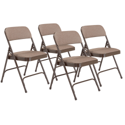 National Public Seating 2200 2-Hinge Folding Chairs, Walnut/Brown, Set Of 4 Chairs