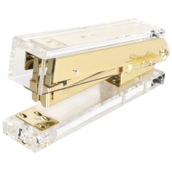 Swingline® Compact Acrylic Stapler, 20 Sheets, Half Strip, Clear/Gold