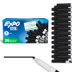 EXPO® Low-Odor Dry-Erase Markers, Fine Point, Black, Pack Of 36