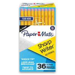 Paper Mate® SharpWriter® Mechanical Pencils, 0.7 mm, Yellow Barrel, Pack Of 36 Pencils