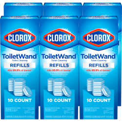 Clorox ToiletWand Toilet Cleaning Refills, Disinfecting Scrubbing Pads, 10 Count, Pack of 6