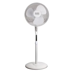 Photo 1 of Black & Decker 16 In. Stand Fan with Remote, White - 16" Diameter - 3 Speed - Durable, Adjustable Height, Tilt Angle, Oscillating, Timer-off Function - 22.8" Height x 17.7" Width x 15.8" Depth - White