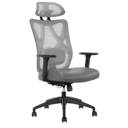 Serta® SitTrue&trade; Ridgefield Ergonomic Mesh/Vegan Leather High-Back Task Office Chair, Gray/Black