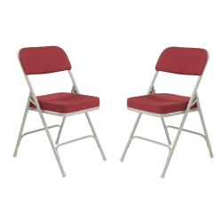 National Public Seating 3200 Series Padded Steel Folding Chairs, Burgundy/Gray, Set of 2