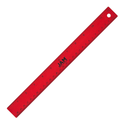 JAM Paper® Non-Skid Stainless-Steel Ruler, 12&quot;, Red