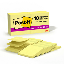 Post-it® Super Sticky Pop Up Notes, 3 in x 3 in, 10 Pads, 90 Sheets/Pad, 2x the Sticking Power, Canary Yellow