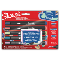 Sharpie Creative Markers, Earth Tones, Water-Based Acrylic Markers, Bullet Tip, Assorted Colors, 5 Count