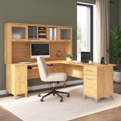 Bush Furniture Somerset L Shaped Desk With Hutch 72 W Maple Cross Standard Delivery Office Depot