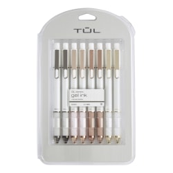 TUL® GL Series Retractable Gel Pens, Medium Point, 0.7 mm, Pearl White Barrel, Black Ink, Pack Of 8 Pens