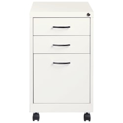 Lorell 19 D Vertical 3 Drawer Mobile Pedestal File Cabinet Metal White Office Depot