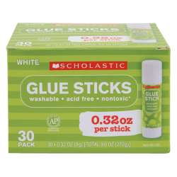 30-Pack Scholastic Glue Sticks 0.32 Oz Clear Deals