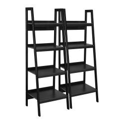 Photo 1 of Ameriwood Home Lawrence 4 Shelf Ladder Bookcase Bundle, Black
