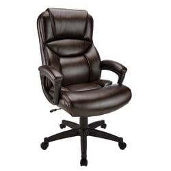 Photo 1 of Realspace® Fennington Bonded Leather High-Back Executive Chair, Brown