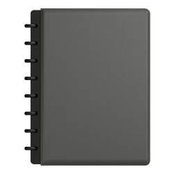 TUL® Discbound Notebook With Leather Cover, Junior Size, Narrow Ruled, 60 Sheets, Smoke Moss Green