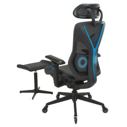 RS Gaming&trade; Eonix Ergonomic Mesh/Vegan Leather High-Back Active Chair &amp; Footstool, Black/Blue, BIFMA Compliant