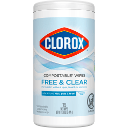 Clorox Free &amp; Clear Cleaning Wipes, 75 Wipes Per Canister