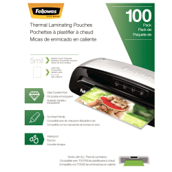Fellowes® Thermal Laminating Pouches, Letter, 5 mil, 11 1/2&quot; x 9&quot;, Clear, Pack Of 100