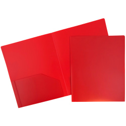 JAM Paper® Heavy-Duty 2-Pocket Plastic Presentation Folders, 9&quot; x 12&quot;, Red, Pack Of 6