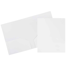 JAM Paper® Heavy-Duty 2-Pocket Plastic Presentation Folders, 9&quot; x 12&quot;, White, Pack Of 6