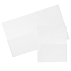 JAM Paper® Regular-Weight 2-Pocket Plastic Presentation Folders, 9&quot; x 12&quot;, Clear, Pack Of 6