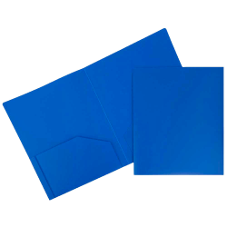 JAM Paper® Plastic 2-Pocket POP Folders, 9 1/2&quot; x 11 1/2&quot;, Blue, Pack Of 6