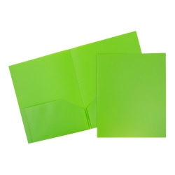 JAM Paper® Plastic 2-Pocket POP Folders, 9 1/2&quot; x 11 1/2&quot;, Lime Green, Pack Of 6
