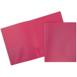 JAM Paper® Plastic 2-Pocket POP Folders, 9 1/2&quot; x 11 1/2&quot;, Pink, Pack Of 6