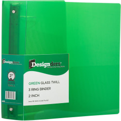 JAM PAPER 3 Ring Plastic Binder, 2 inch, Green, Sold Individually