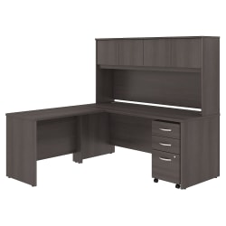 Bush Business Furniture Studio C 72&quot;W x 30&quot;D L Shaped Desk with Hutch, Mobile File Cabinet and 42&quot;W Return, Storm Gray, Standard Delivery