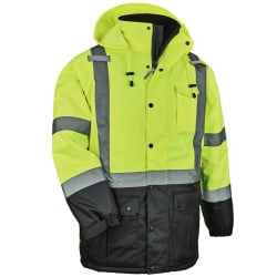 Photo 1 of Ergodyne GloWear 8384 Type R Class 3 Polyester Thermal Parka, X-Large, Lime, Box Packaging Damaged, Minor Use
